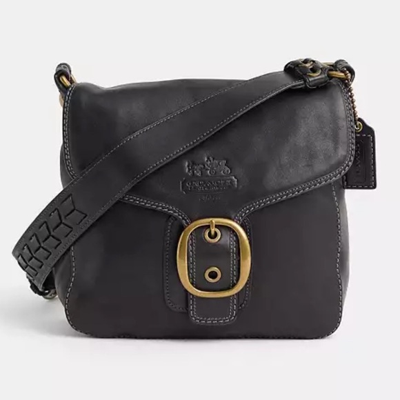 COACH vintage bleecker large flap bag with brass hardware and thick buckle strap - Picture 1 of 16
